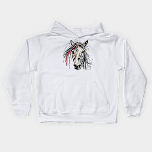 Hand Drawn Horse Portrait Kids Hoodie